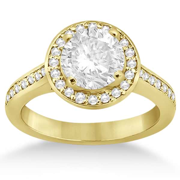 Carved Heart Halo Diamond Engagement Ring 14k Yellow Gold (0.31ct)