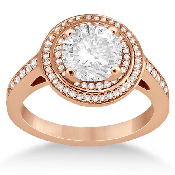 Cathedral Double Halo Engagement Ring 14k Rose Gold (0.37ct)
