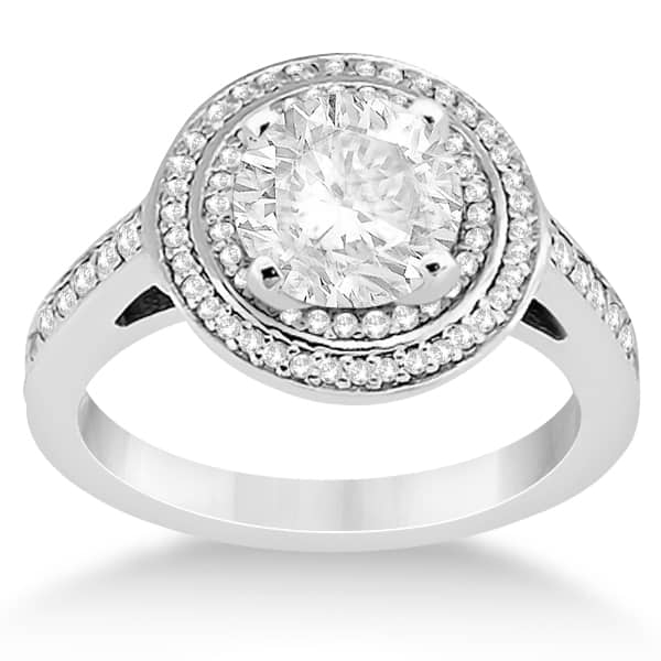 Cathedral Double Halo Engagement Ring 18k White Gold (0.37ct)