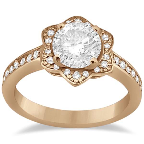 Halo Diamond Star Engagement Ring Setting 14K Rose Gold (0.27ct)