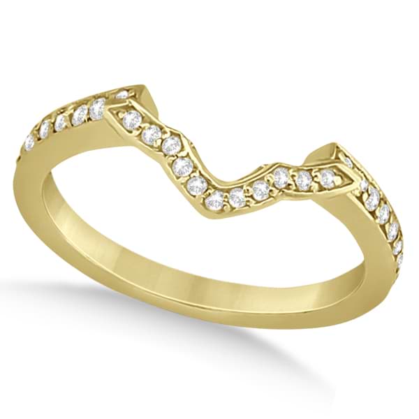 Curved Diamond Pave Wedding Band 14K Yellow Gold (0.21ct)