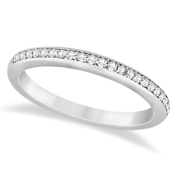Half-Eternity Diamond Pave Wedding Band 14k White Gold (0.18ct)