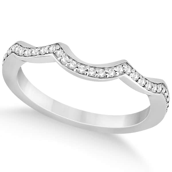 Diamond Channel Set Curved Wedding Band in 18k White Gold (0.16ct)