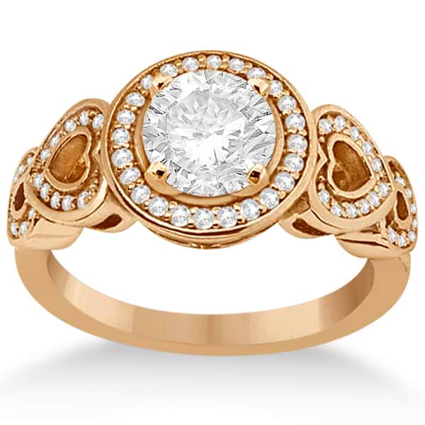 Halo Diamond Heart Engagement Ring 14kt Rose Gold (0.30ct.)