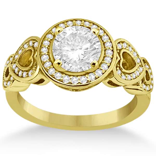 Halo Diamond Heart Engagement Ring 14kt Yellow Gold (0.30ct.)