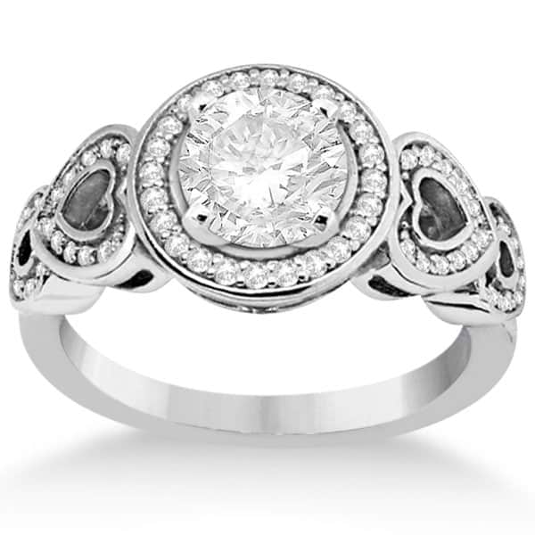 Halo Diamond Heart Engagement Ring 18kt White Gold (0.30ct.)