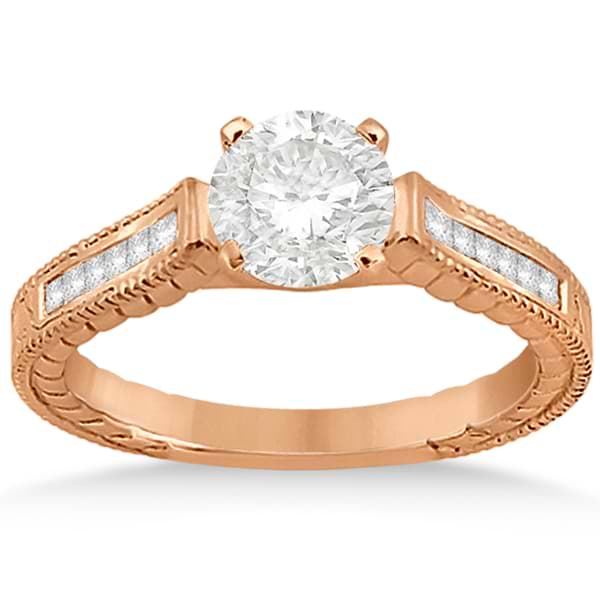 Princess Channel Set Diamond Engagement Ring 18k Rose Gold (0.17ct)