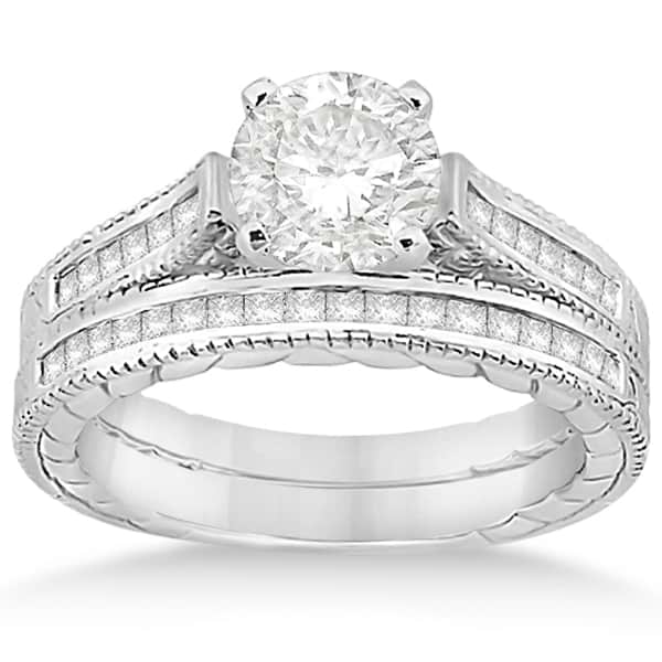 Princess Cut Channel Diamond Bridal Set in Palladium (0.38ct)