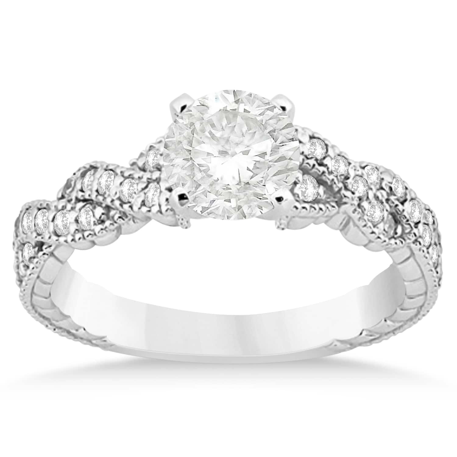 Diamond Braided Engagement Ring Setting 14k White Gold (0.21ct)