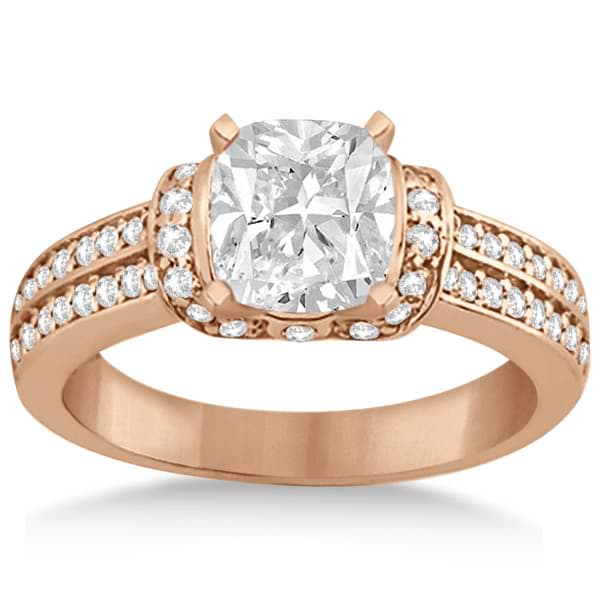 Two-Row Ribbon Diamond Engagement Ring 14k Rose Gold (0.34ct)