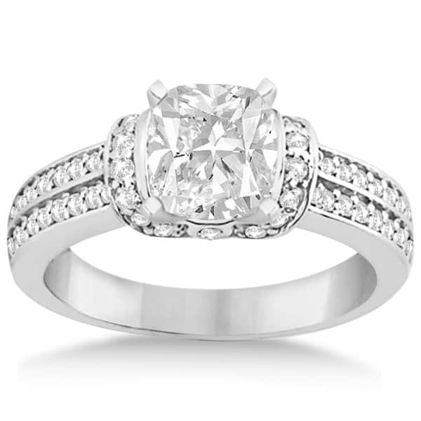 Two-Row Ribbon Diamond Engagement Ring 14k White Gold (0.34ct)