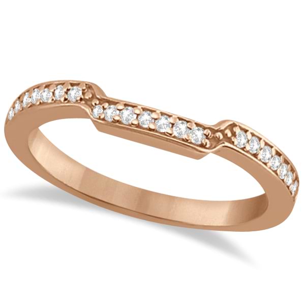 Two-Row Ribbon Ring Diamond Wedding Band 14k Rose Gold (0.10ct)