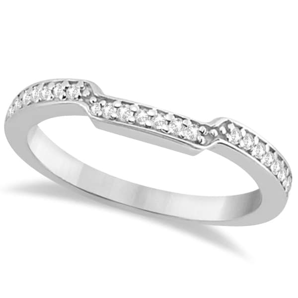 Two-Row Ribbon Ring Diamond Wedding Band 14k White Gold (0.10ct)