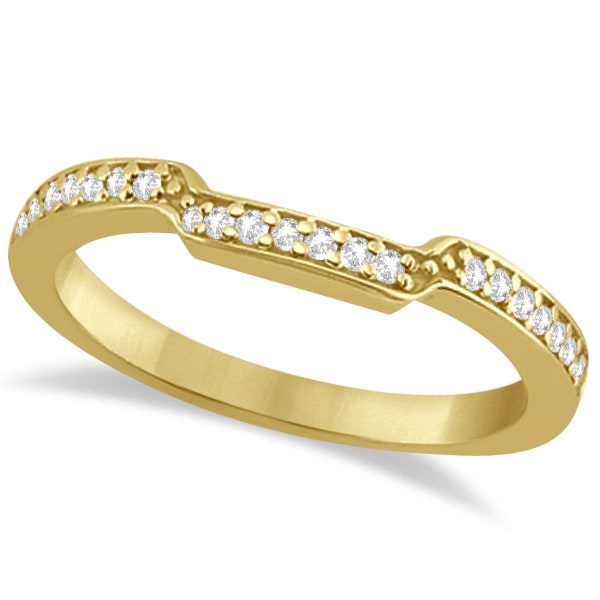 Two-Row Ribbon Ring Diamond Wedding Band 14k Yellow Gold (0.10ct)