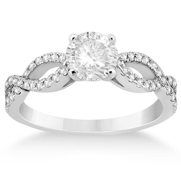 Diamond Twist Infinity Engagement Ring Setting 14K White Gold (0.40ct)