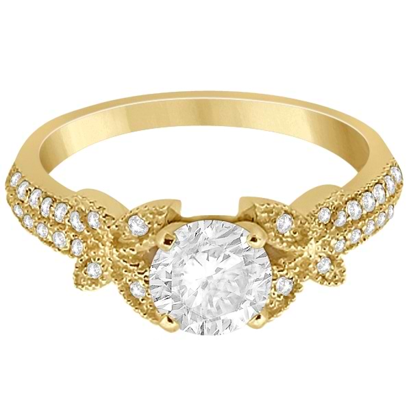 Butterfly Milgrain Diamond Engagement Ring 18k Yellow Gold (0.25ct)