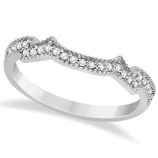 Butterfly Milgrain Diamond Ring & Wedding Band Platinum (0.40ct)