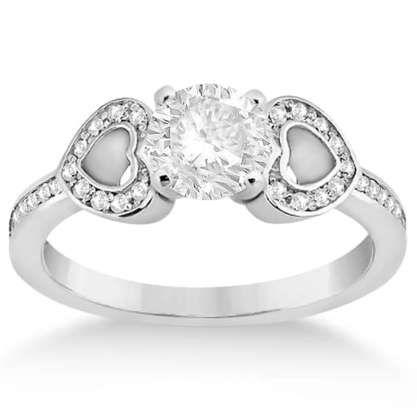 Heart to Heart Diamond Engagement Ring Set 18k White Gold (0.17ct)