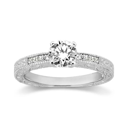 0.20ct Antique Style Diamond Engagement Ring Setting 14k White Gold