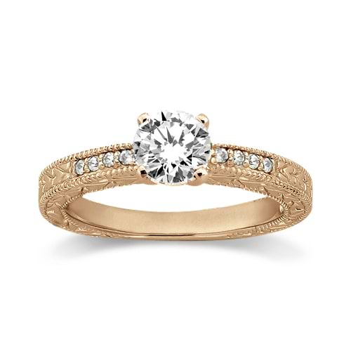 0.20ct Antique Style Diamond Engagement Ring Setting 18k Rose Gold