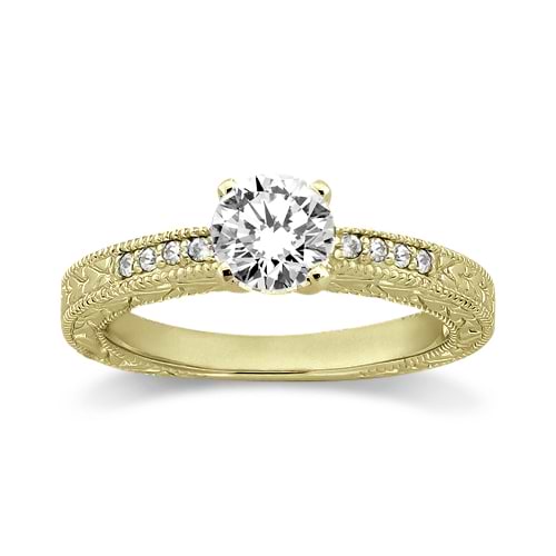 0.20ct Vintage Style Diamond Engagement Ring Setting 18k Yellow Gold