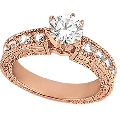 Vintage Heirloom Round Diamond Engagement Ring 14k Rose Gold (1.75ct)