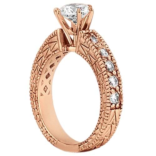 Vintage Heirloom Round Diamond Engagement Ring 14k Rose Gold (1.75ct)