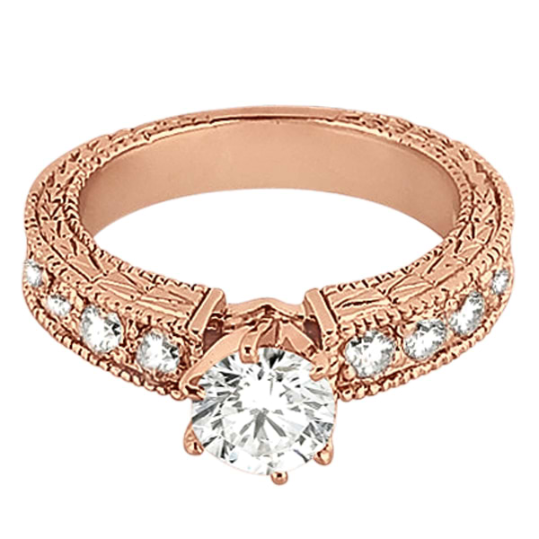 0.70ct Antique Style Diamond Engagement Ring Setting 14k Rose Gold