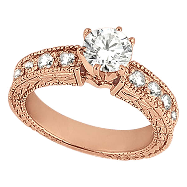 0.70ct Antique Style Diamond Engagement Ring Setting 14k Rose Gold