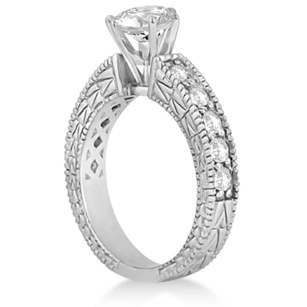 Vintage Heirloom Round Diamond Engagement Ring 14k White Gold (2.50ct)