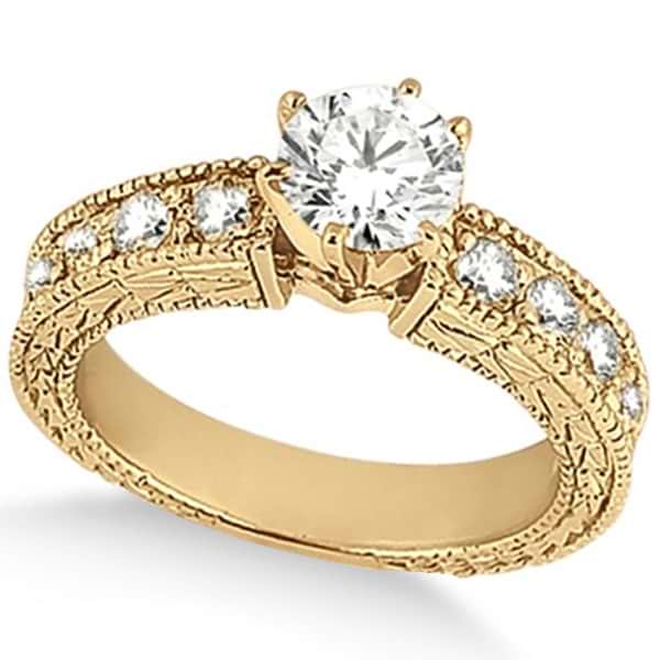 Vintage Heirloom Round Diamond Engagement Ring 18k Yellow Gold (2.50ct)