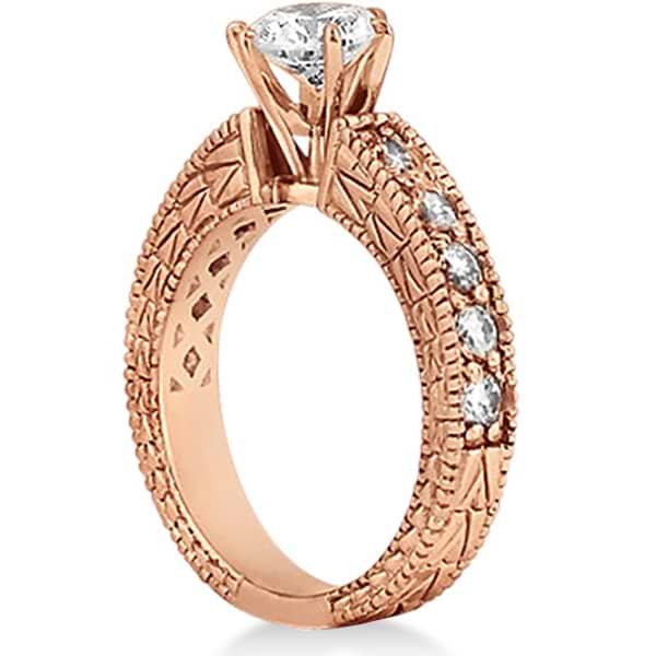Vintage Heirloom Round Diamond Engagement Ring 18k Rose Gold (3.50ct)