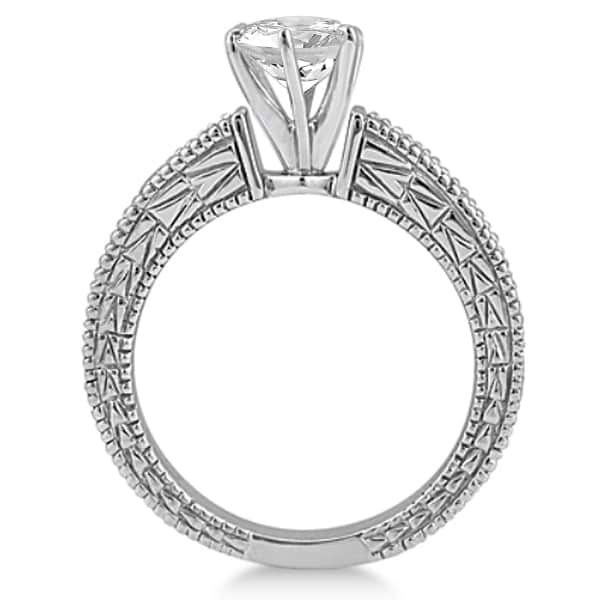Vintage Heirloom Round Diamond Engagement Ring 18k White Gold (3.50ct)