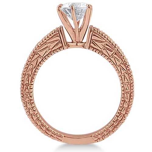 Vintage Heirloom Round Diamond Engagement Ring 14k Rose Gold (1.00ct)