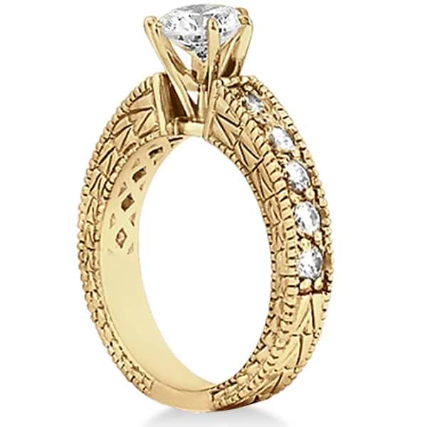 Vintage Heirloom Round Diamond Engagement Ring 18k Yellow Gold (1.00ct)