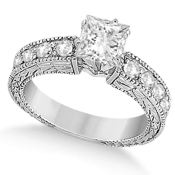 Princess-Cut Diamond Vintage Engagement Ring 14k White Gold (1.50ct)