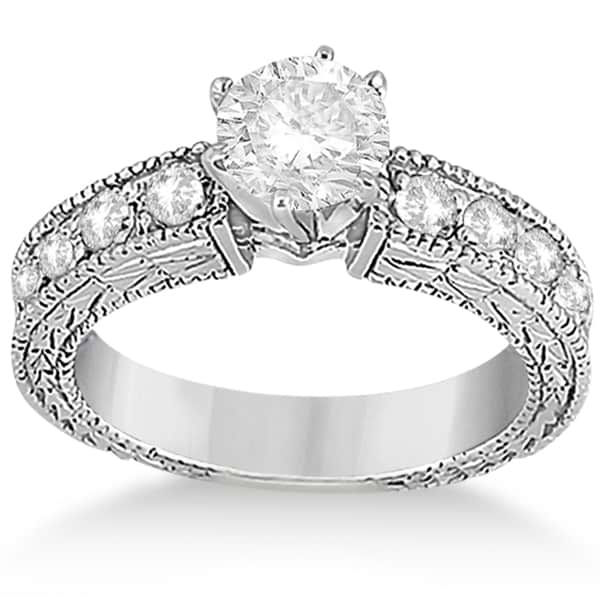 0.70ct Antique Style Diamond Accented Engagement Ring Setting Palladium