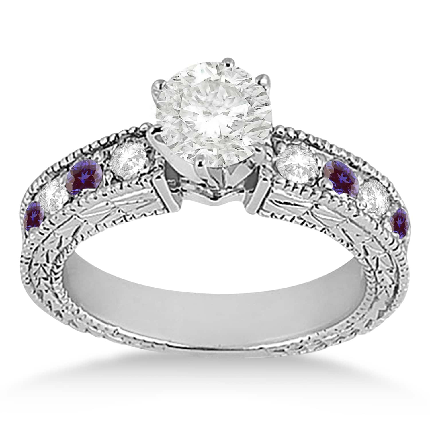Antique Diamond & Lab Alexandrite Engagement Ring Platinum (0.75ct)