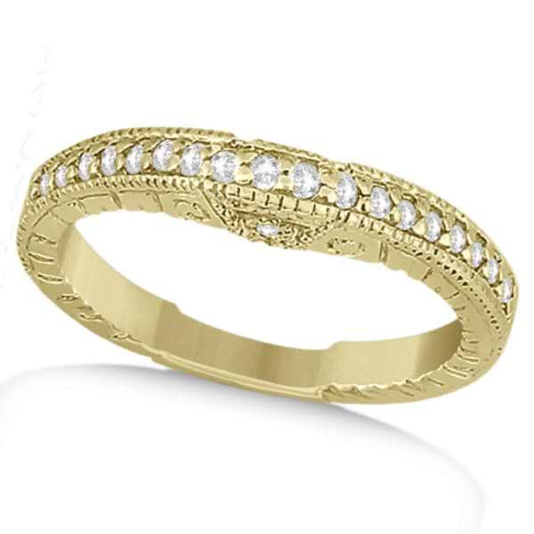 Antique Style Art Deco Diamond Wedding Band 18k Yellow Gold (0.20ct)