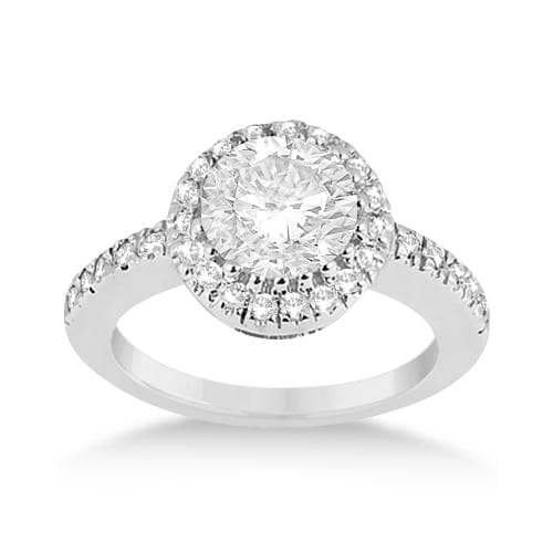 Pave Halo Diamond Engagement Ring Setting 14k White Gold (0.35ct)