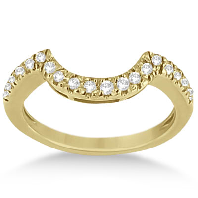 Pave Curved Diamond Wedding Band 18k Yellow Gold (0.20ct)