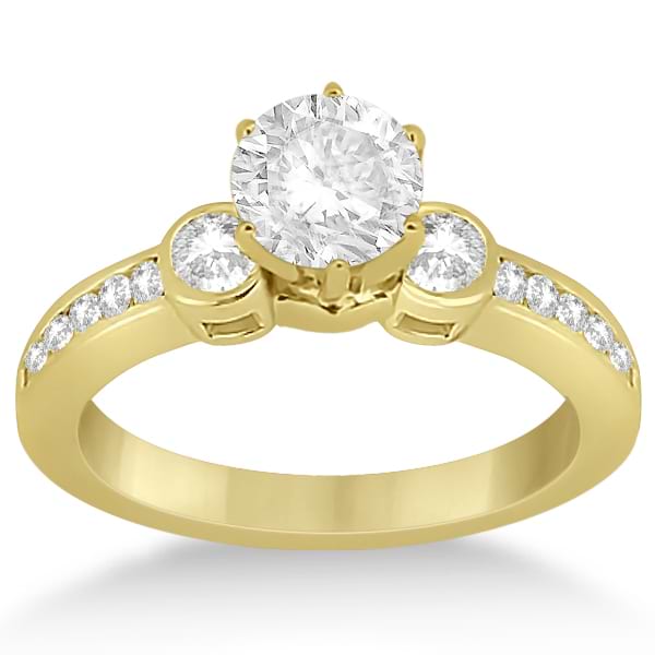 Bezel Set Three-Stone Diamond Engagement Ring 14k Y. Gold (0.50ct)