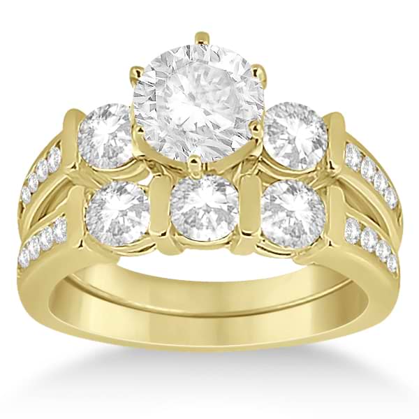 Channel & Bar-Set 3-Stone Diamond Bridal Set 18k Yellow Gold (1.40ct)