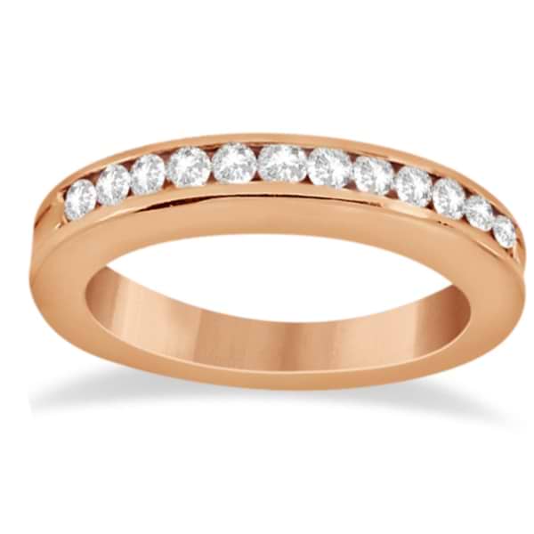 Classic Channel Set Diamond Bridal Ring Set 14K Rose Gold (0.72ct)