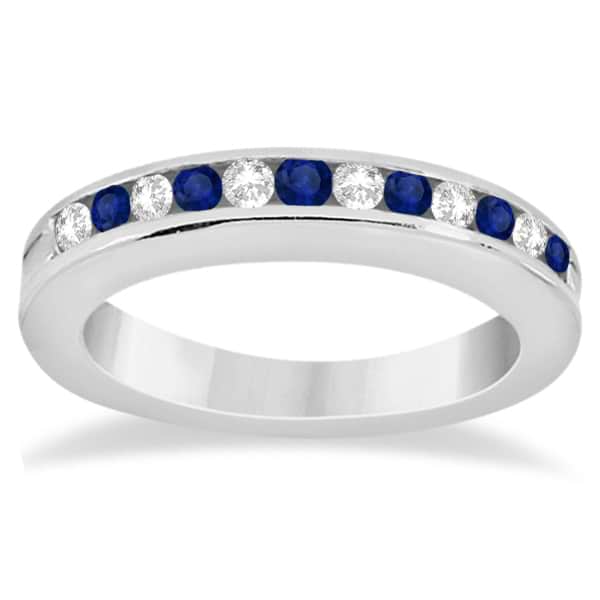 Semi-Eternity Blue Sapphire Gem Bridal Set Palladium (0.96ct)
