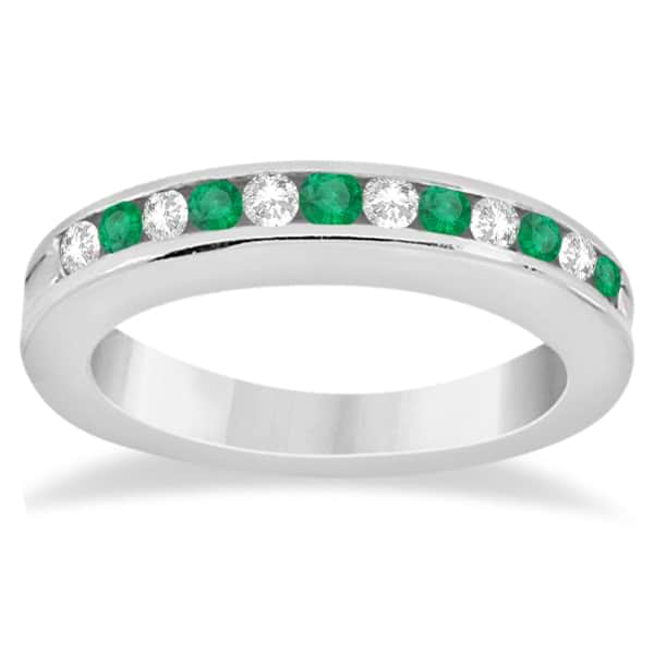 Semi-Eternity Emerald Gemstone Bridal Set Platinum (0.96ct)