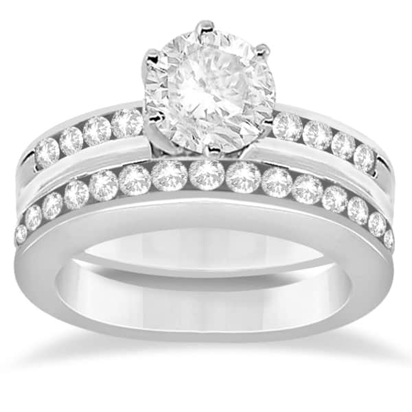 Classic Channel Set Diamond Bridal Ring Set in Platinum (0.72ct)