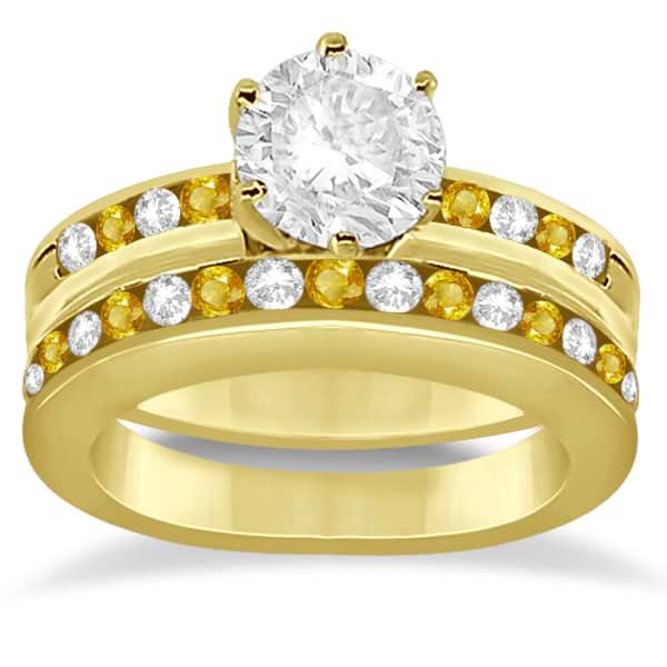 Semi-Eternity Yellow Sapphire Gem Bridal Set 14K Yellow Gold (0.96ct)