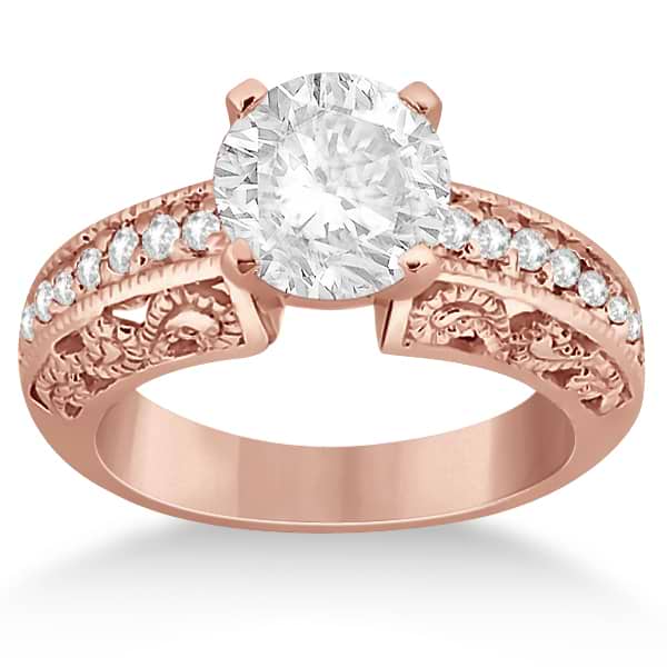 Vintage Filigree Diamond Engagement Ring 14K Rose Gold (0.32ct)
