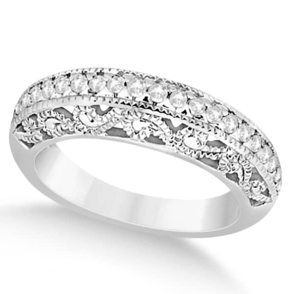 Vintage Filigree Diamond Wedding Ring 14K White Gold (0.32ct)